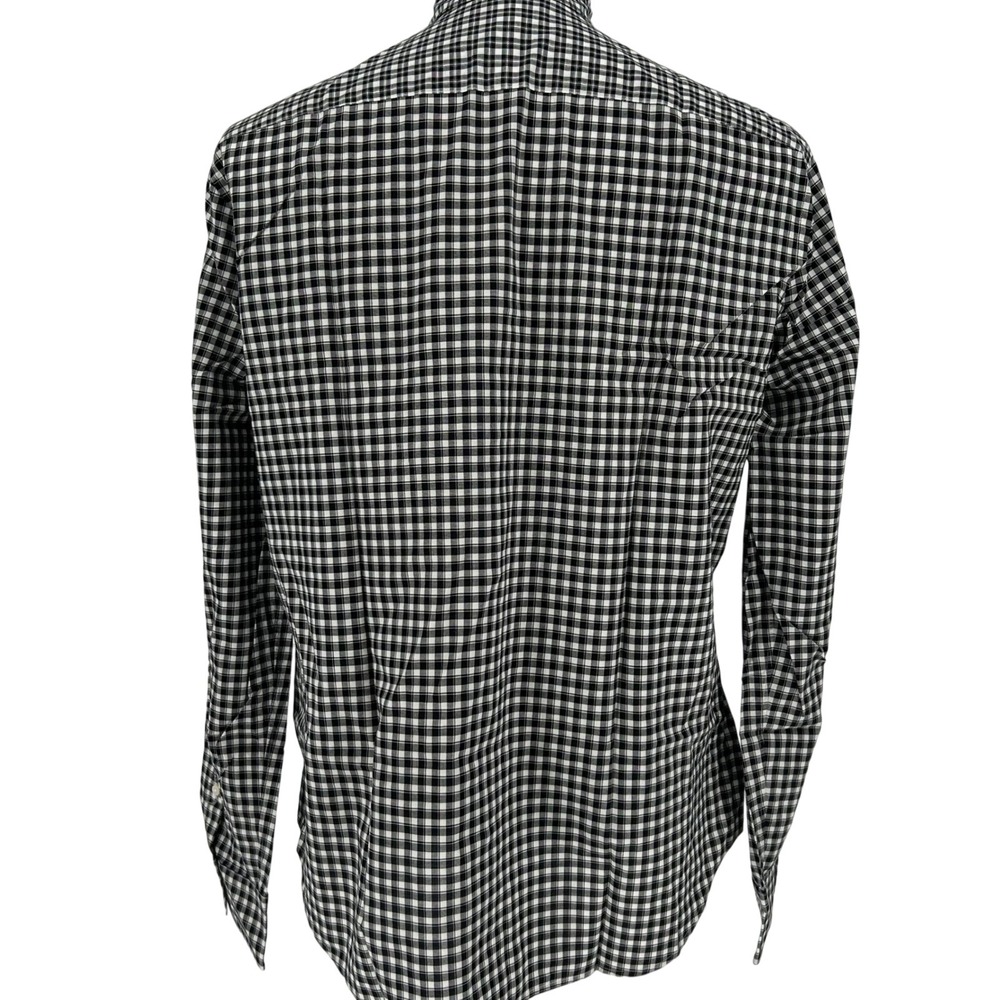 Mens Black Gingham Cotton Long Sleeve Button Up Collared Dress Shirt L Workwear - Picture 2 of 6